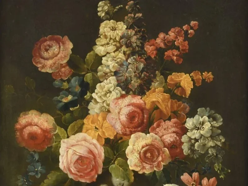 1741-Ildefons Troxler - Coppia di vasi da fiori su un tavolo